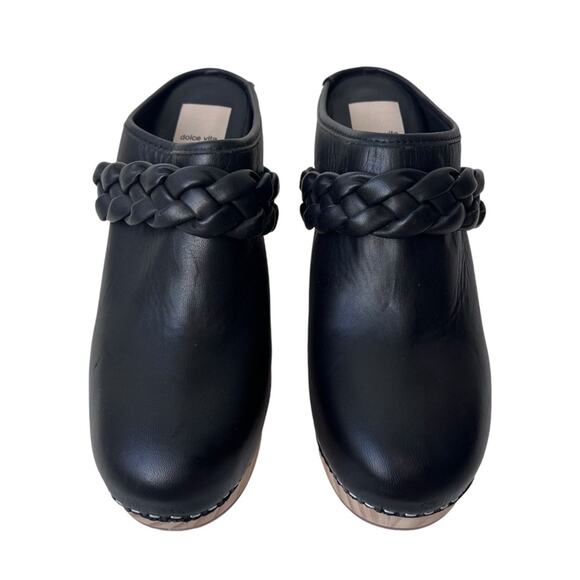 Dolce Vita Hila Braided Block Heel Mule Clogs Black Leather 9.5 - Picture 4 of 8